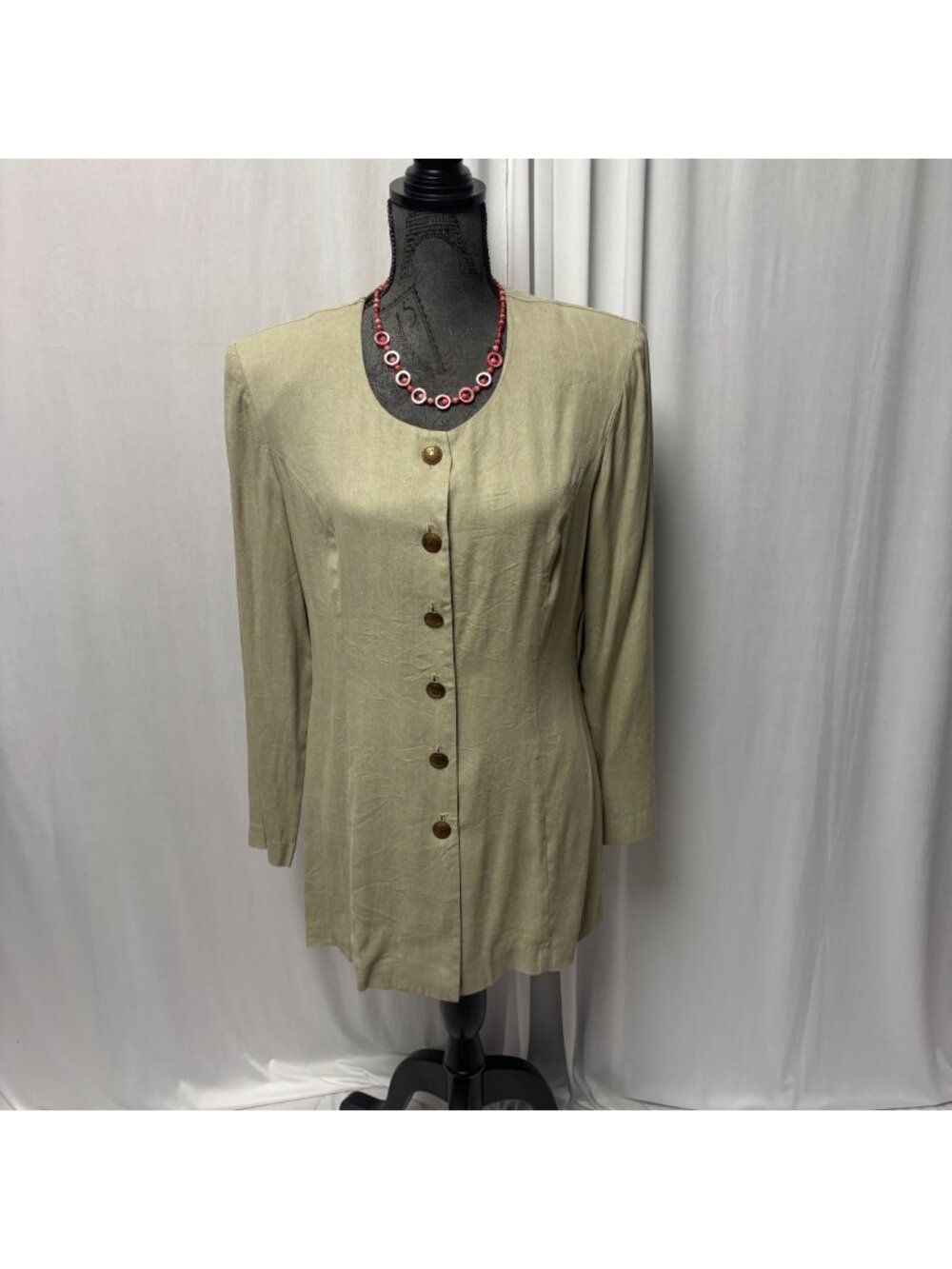 Hampton Dress Co Long Blazer Womens Size 10 Pale Green Jacket Vintage USA